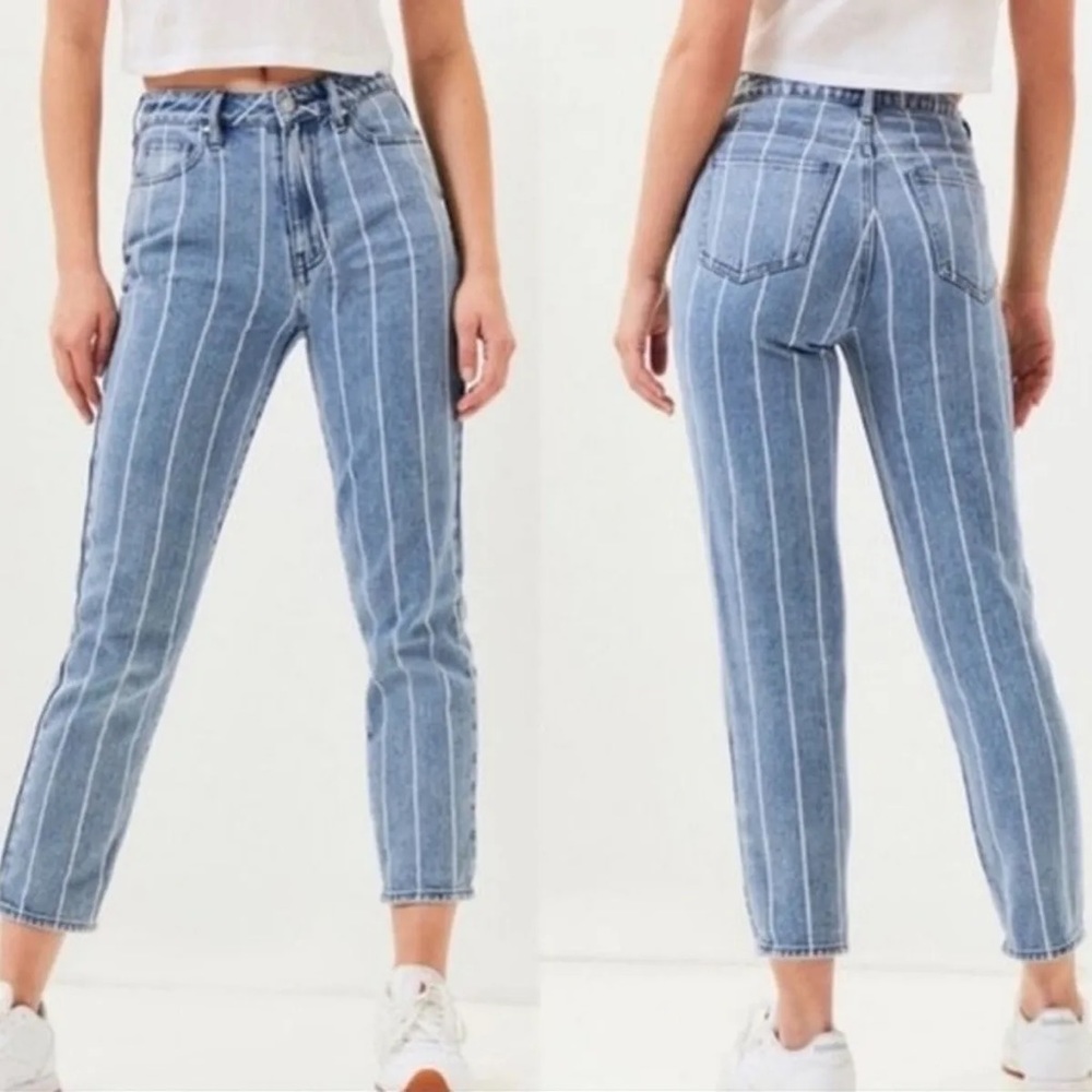 Pacsun Striped Cropped Mom Jean Size 29